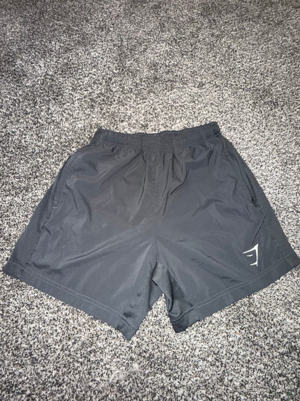 Gymshark Men’s Small Black Gray 2-in-1 Training Running Shorts Lined Zip Pockets